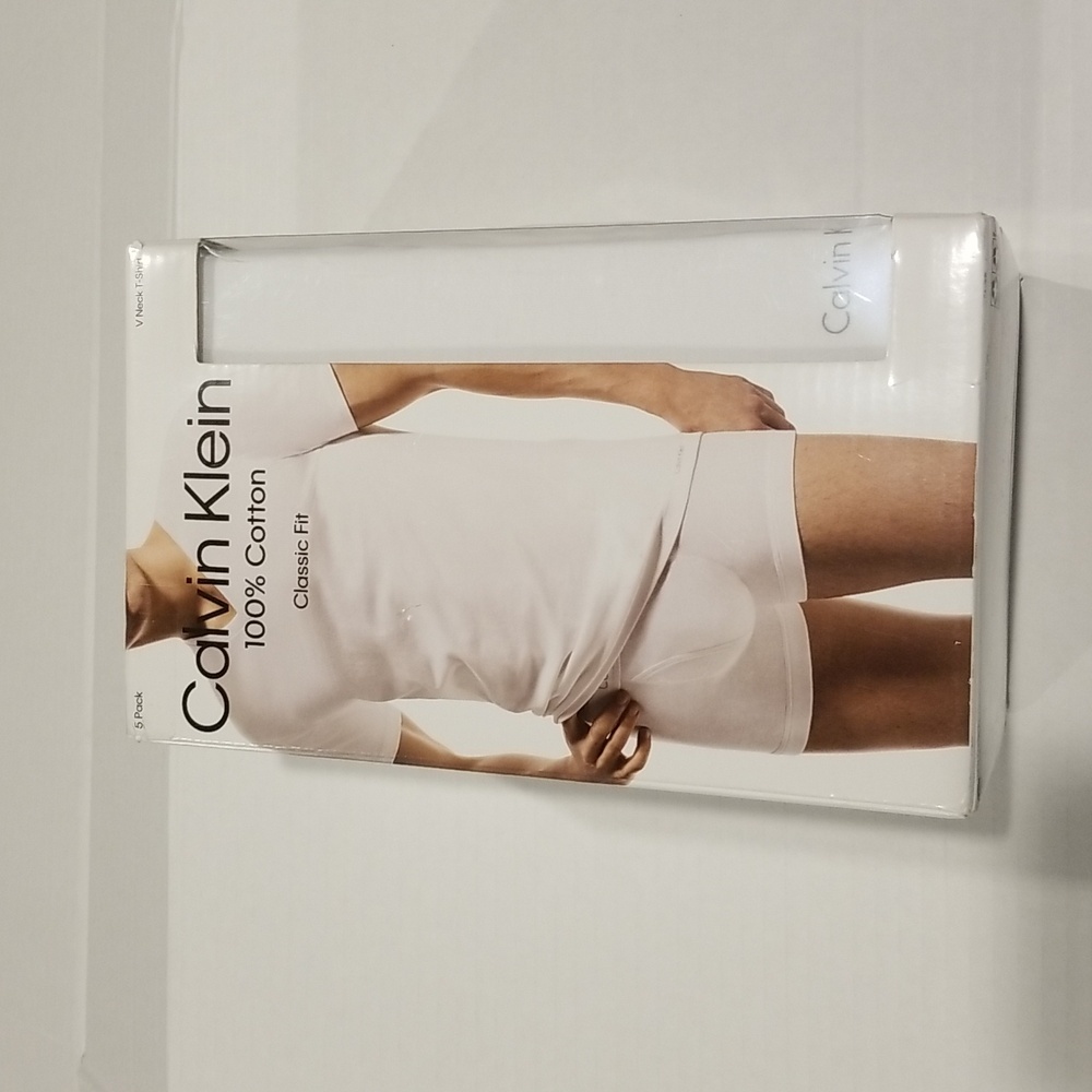 NWT Calvin Klein 5 Pack Cotton Classic Fit V Neck Undershirts sz Small